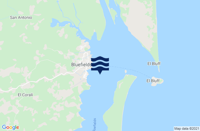 Mapa de mareas Municipio de Bluefields, Nicaragua