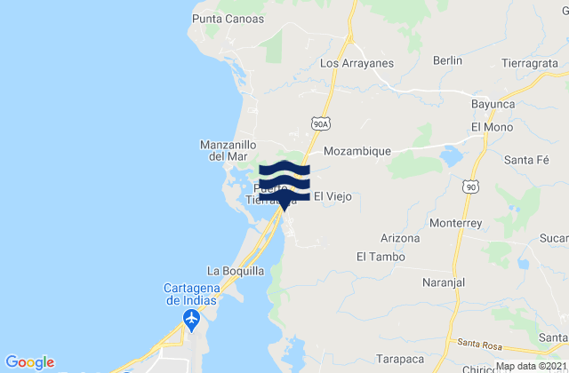 Mapa de mareas Municipio de Cartagena de Indias, Colombia