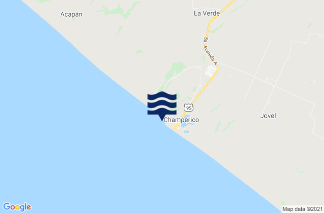 Mapa de mareas Municipio de Champerico, Guatemala