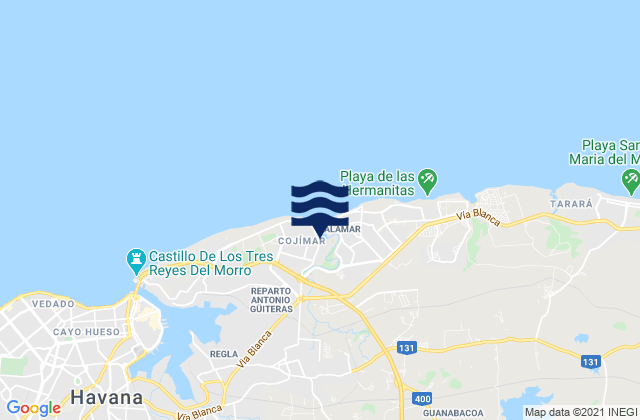 Mapa de mareas Municipio de Guanabacoa, Cuba