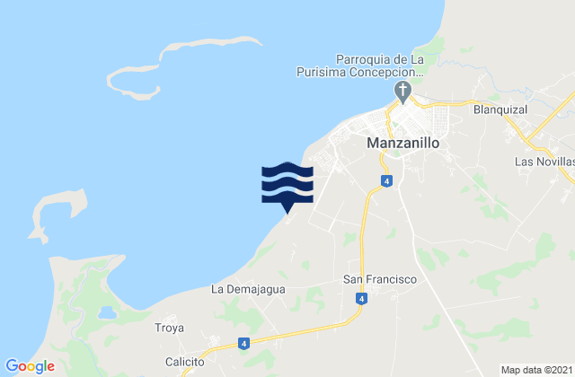 Mapa de mareas Municipio de Manzanillo, Cuba