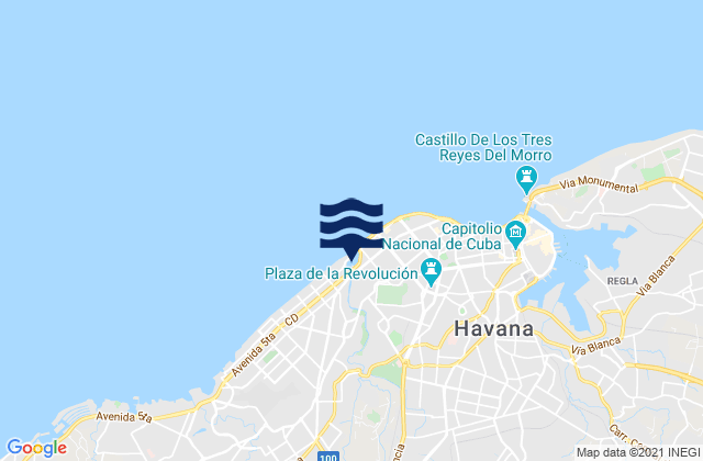Mapa de mareas Municipio de Marianao, Cuba