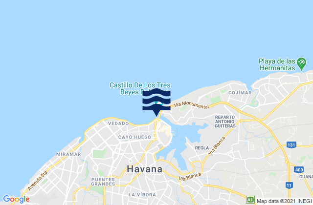 Mapa de mareas Municipio de Regla, Cuba