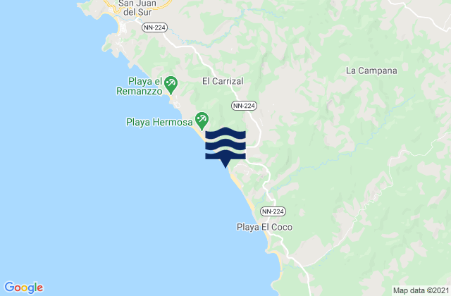 Mapa de mareas Municipio de San Juan del Sur, Nicaragua