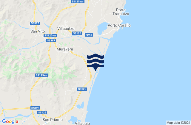 Mapa de mareas Muravera, Italy