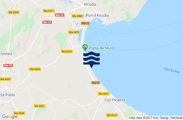 Mapa de mareas Muro, Spain
