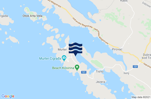 Mapa de mareas Murter-Kornati, Croatia
