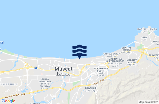 Mapa de mareas Muscat, Oman