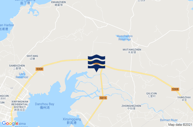 Mapa de mareas Mutang, China
