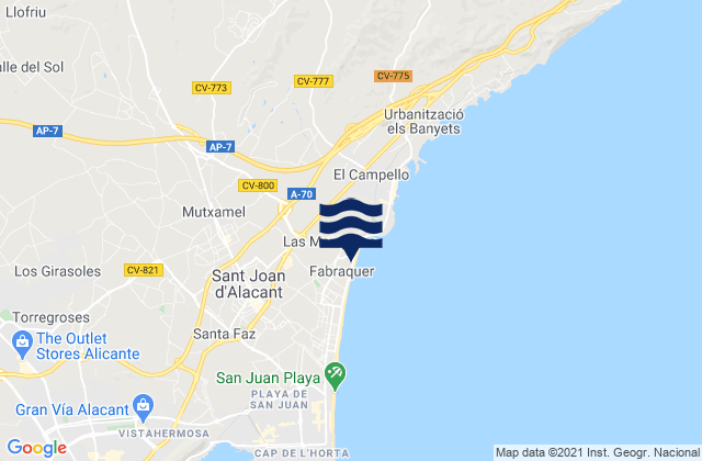 Mapa de mareas Mutxamel, Spain