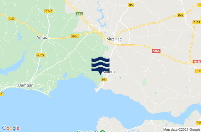 Mapa de mareas Muzillac, France