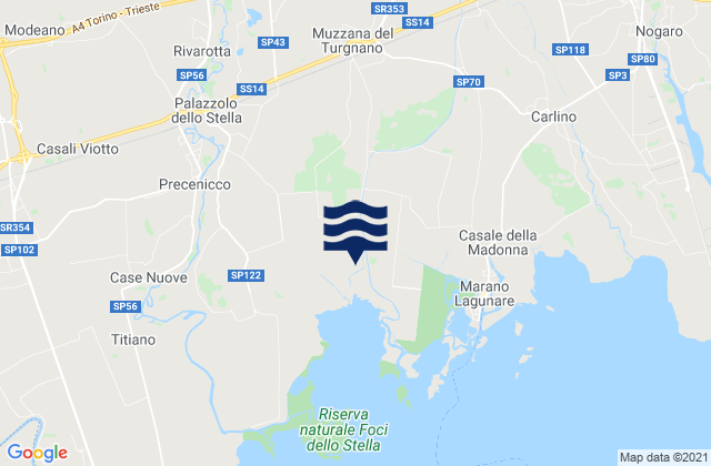 Mapa de mareas Muzzana del Turgnano, Italy