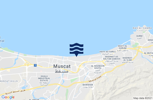Mapa de mareas Muḩāfaz̧at Masqaţ, Oman