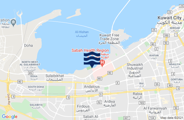 Mapa de mareas Muḩāfaz̧at al Farwānīyah, Kuwait