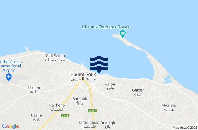 Mapa de mareas Mu‘tamadīyat Ḩawmat as Sūq, Tunisia