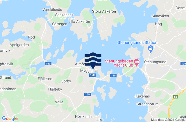Mapa de mareas Myggenäs, Sweden