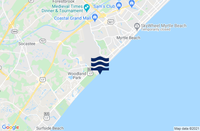 Mapa de mareas Myrtle Beach Springmaid Pier, United States