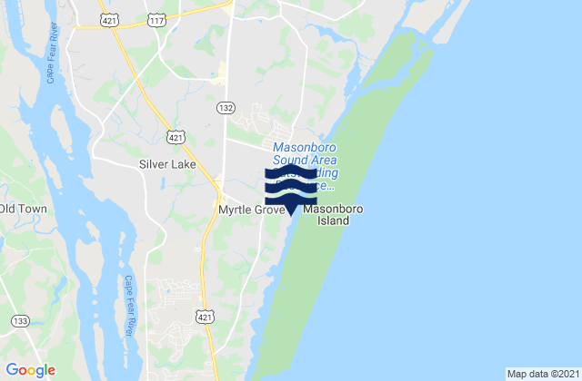 Mapa de mareas Myrtle Grove, United States