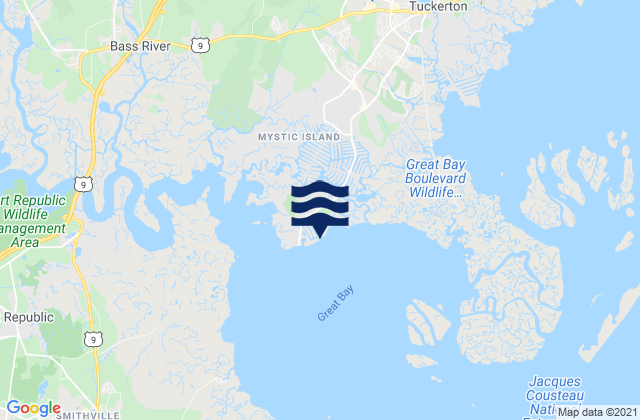 Mapa de mareas Mystic Island, United States