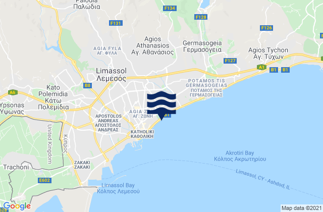 Mapa de mareas Mésa Geitoniá, Cyprus