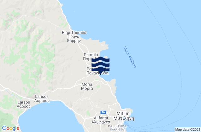 Mapa de mareas Mória, Greece