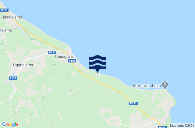 Mapa de mareas Mērsraga novads, Latvia