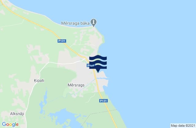 Mapa de mareas Mērsrags, Latvia