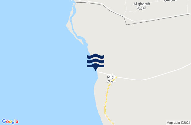 Mapa de mareas Mīdī, Yemen