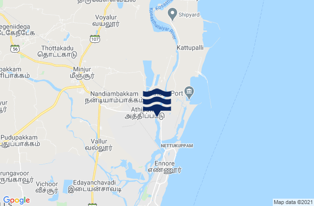 Mapa de mareas Mīnjūr, India