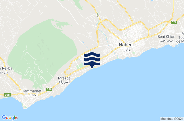 Mapa de mareas Nabeul, Tunisia