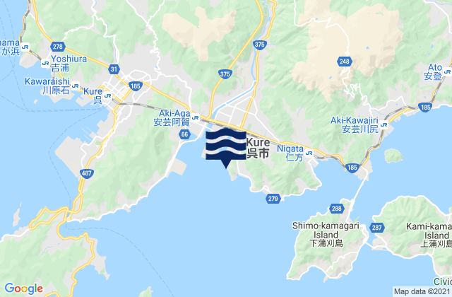 Mapa de mareas Nagahama (Hiro Wan), Japan