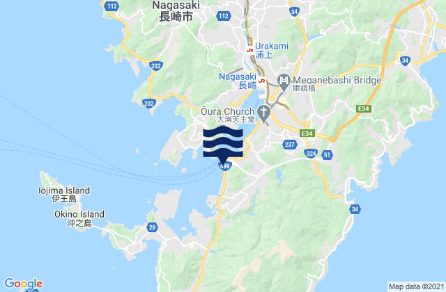 Mapa de mareas Nagasaki Ko, Japan