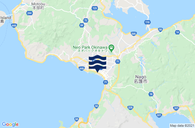 Mapa de mareas Nago, Japan