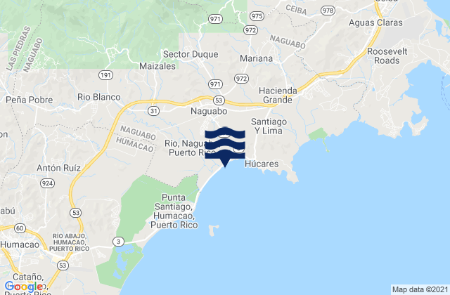 Mapa de mareas Naguabo Municipio, Puerto Rico