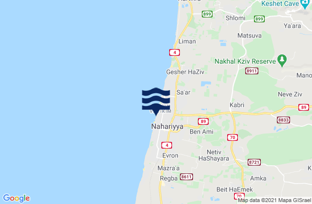 Mapa de mareas Nahariyya, Israel