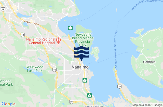 Mapa de mareas Nanaimo, Canada