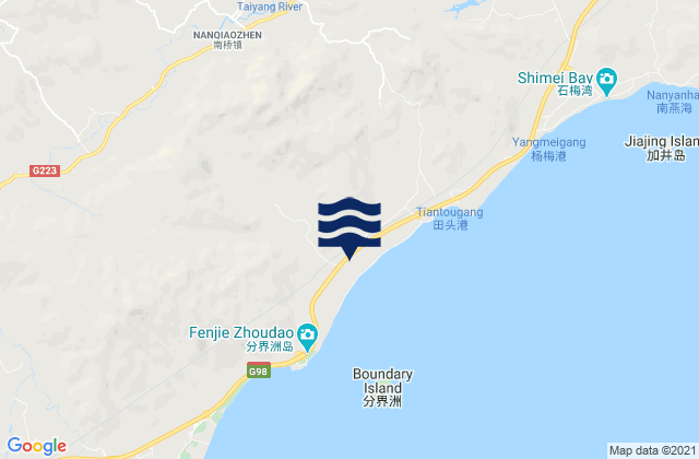 Mapa de mareas Nanqiao, China