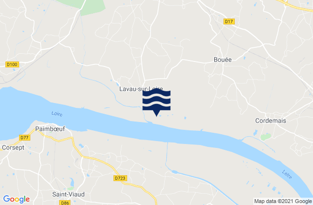 Mapa de mareas Nantes Loire River, France