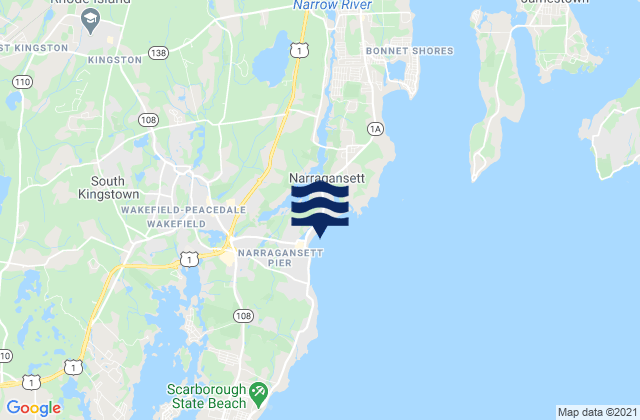 Mapa de mareas Narragansett Beach, United States