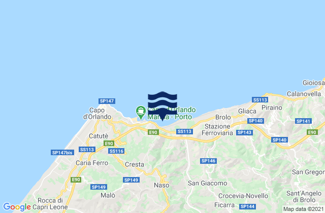 Mapa de mareas Naso, Italy