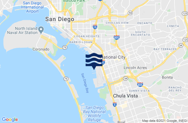 Mapa de mareas National City (San Diego Bay), United States