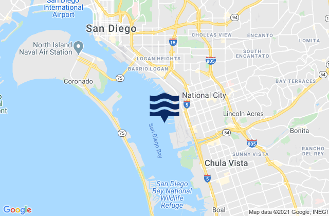 Mapa de mareas National City WSW of Pier 12, United States