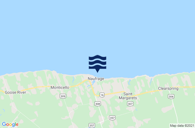 Mapa de mareas Naufrage, Canada
