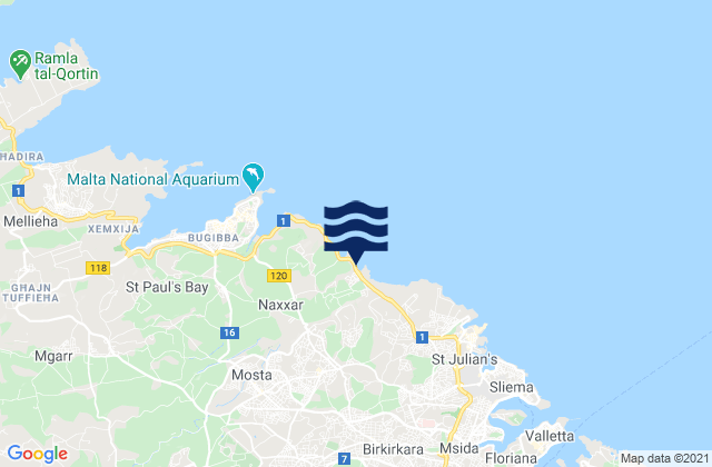 Mapa de mareas Naxxar, Malta