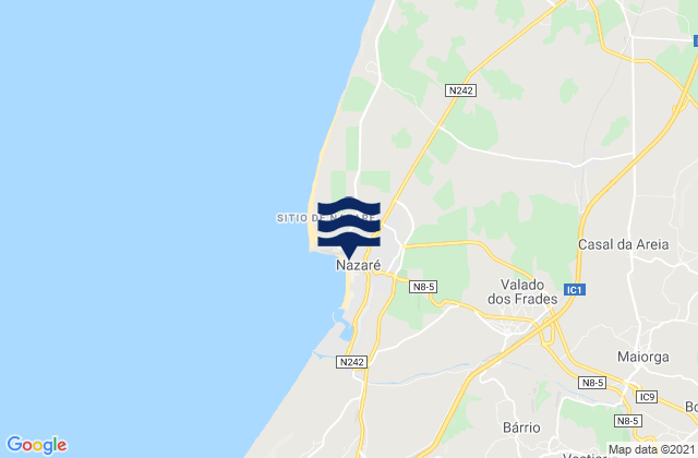 Mapa de mareas Nazaré, Portugal