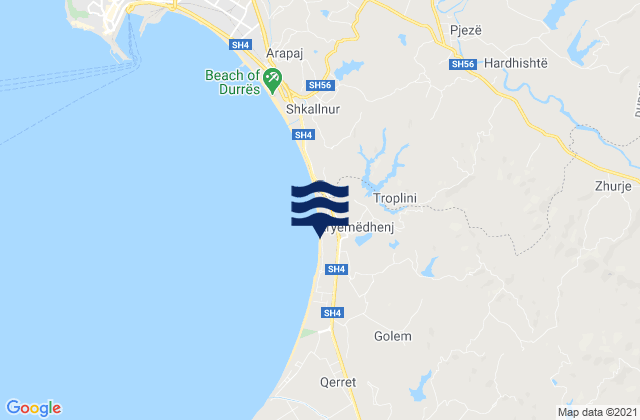 Mapa de mareas Ndroq, Albania