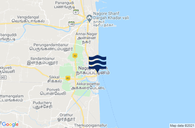 Mapa de mareas Negapatam, India