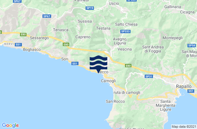Mapa de mareas Neirone, Italy