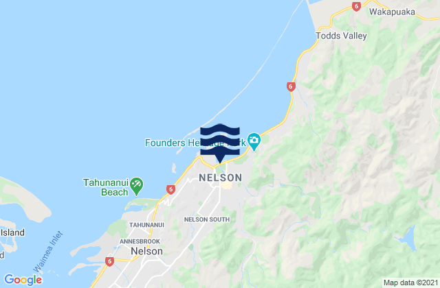 Mapa de mareas Nelson, New Zealand