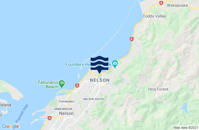 Mapa de mareas Nelson, New Zealand